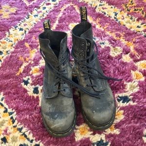 Rugged Doc Martens Navy Blue Suede Combat Boot